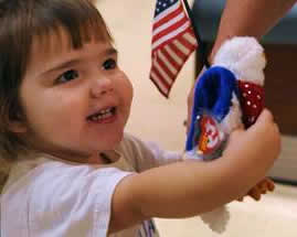 Child holding flag